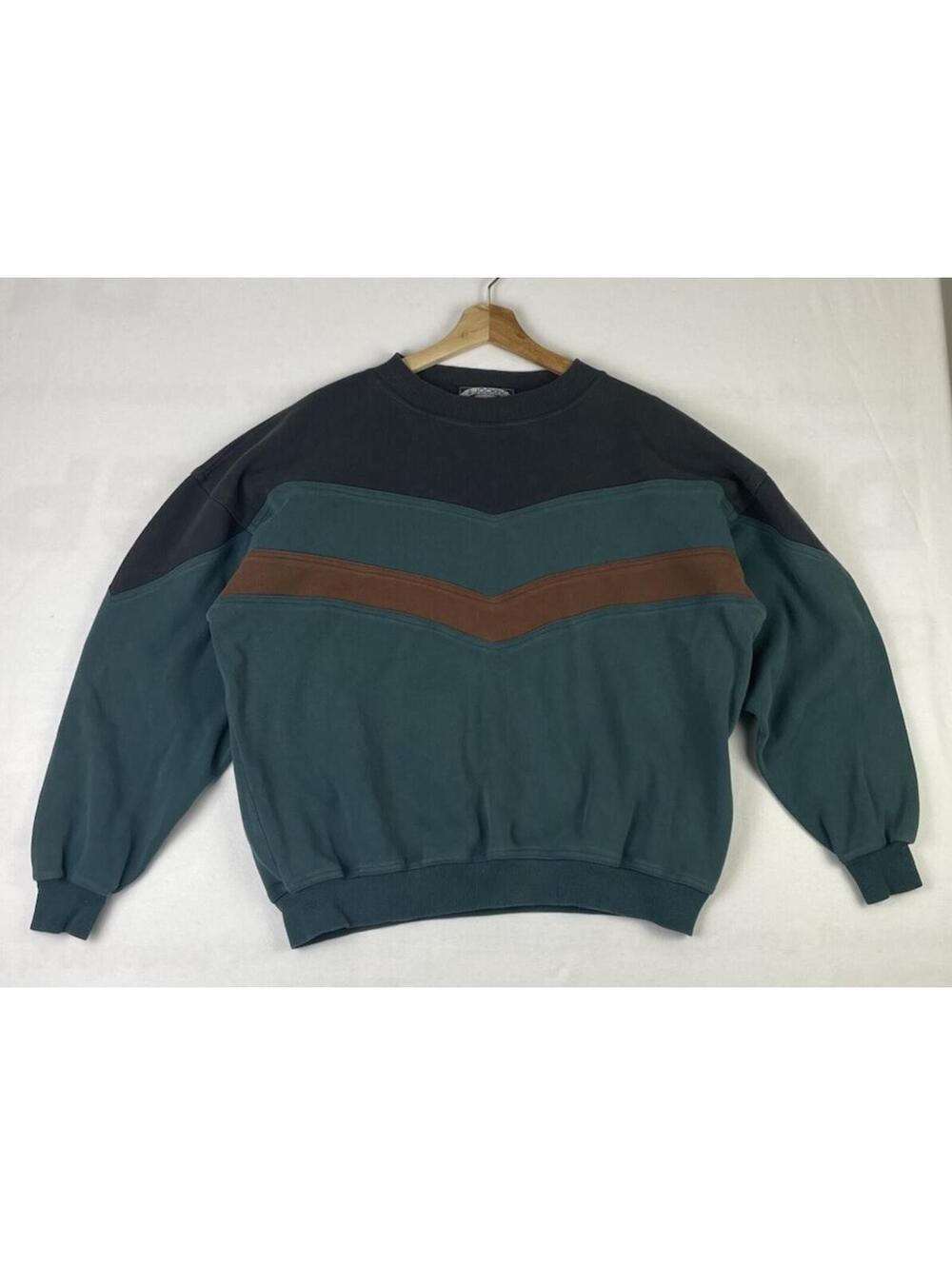 Vintage Jockey Sweatshirt Color block Teal Sweatshirt BOXY CROPPED mens Sz XL